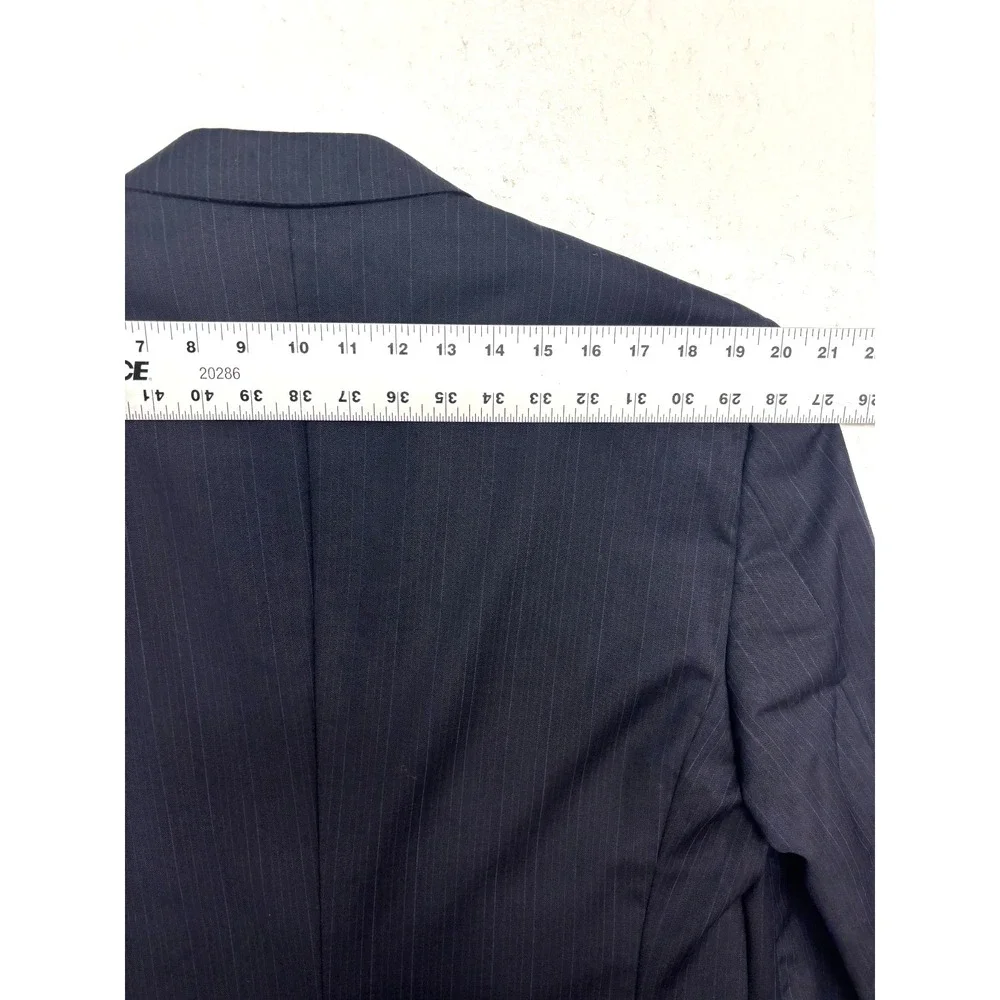 vtg Hickey Freeman 41R 42R 36x30 Navy Blue Stripe 2pc Pant Suit USA Flannel Wool